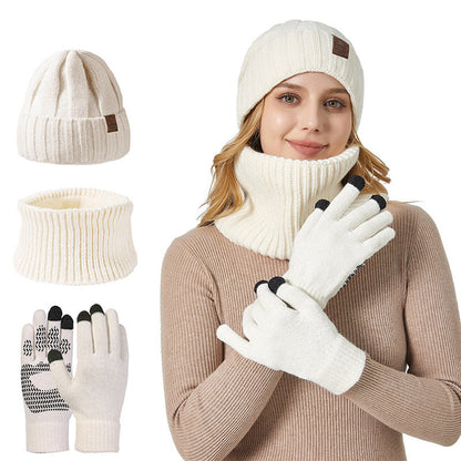 Fashionable Warm Gloves Beanie Scarf 3 In 1 Set - Beige - One Size - image 13