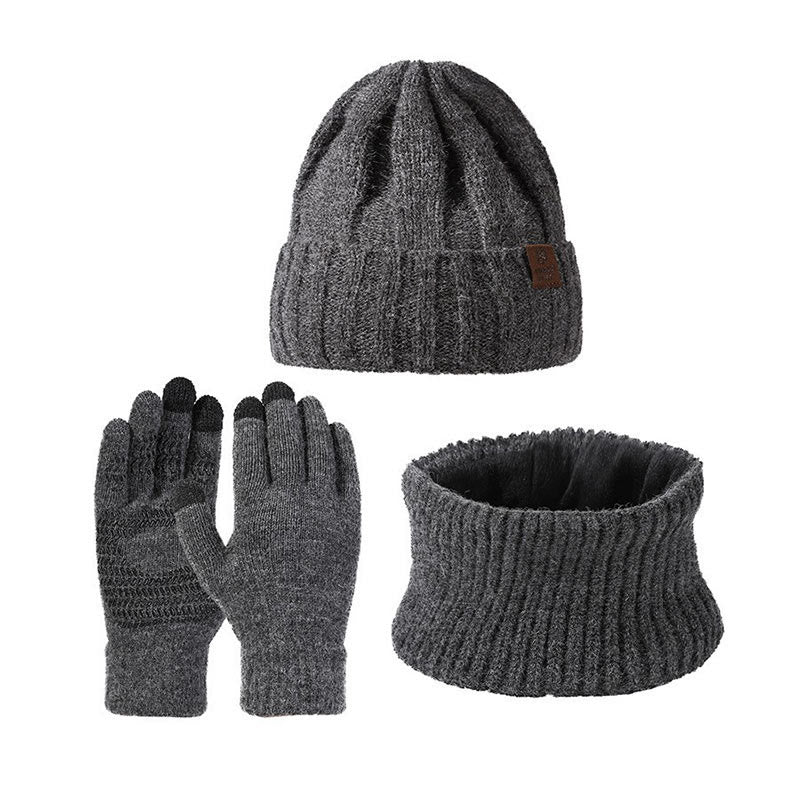 Fashionable Warm Gloves Beanie Scarf 3 In 1 Set - Grey - One Size - image 17