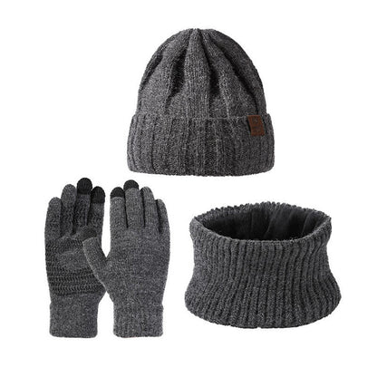 Fashionable Warm Gloves Beanie Scarf 3 In 1 Set - Grey - One Size - image 17