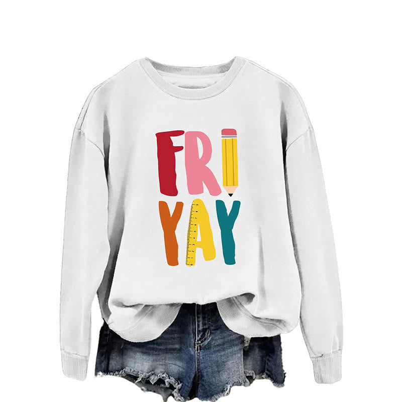 Plus Size Friday Pencil Print Sweatshirt - White - 2XL - image 2