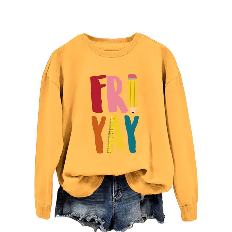 Plus Size Friday Pencil Print Sweatshirt - Yellow - 2XL - image 6