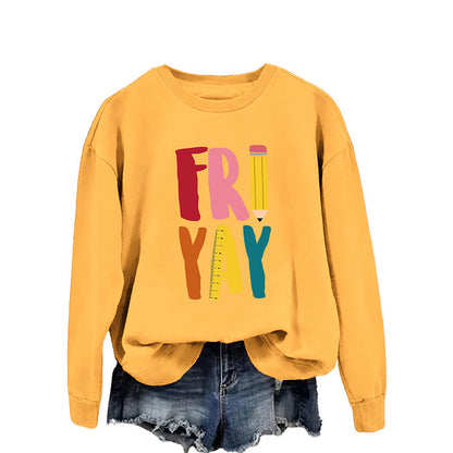 Plus Size Friday Pencil Print Sweatshirt - Yellow - 2XL - image 6