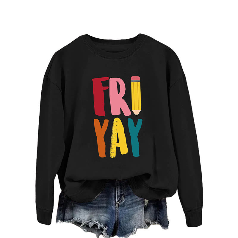 Plus Size Friday Pencil Print Sweatshirt - Black - 2XL - image 3