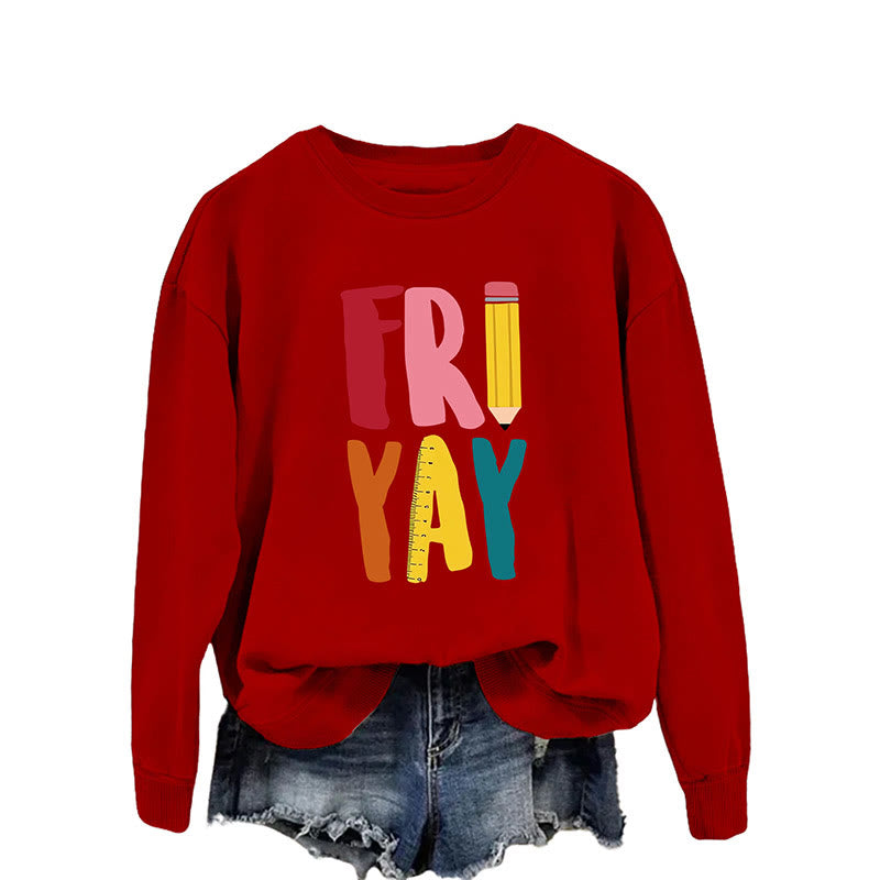 Plus Size Friday Pencil Print Sweatshirt - Red - 2XL - image 4