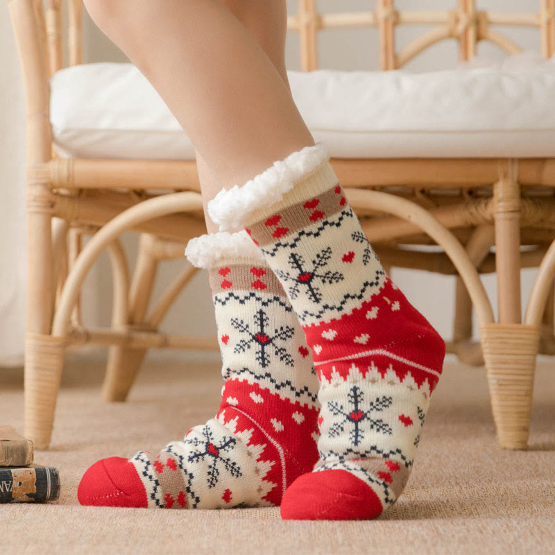 Plus Size Polar Bear Slipper Socks - Snowflake - EU36-42(US3-8.5) - image 1