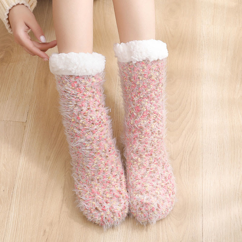 Plus Size Warm Thick Slipper Socks - Pink - EU36-42(US3-8.5) - image 8