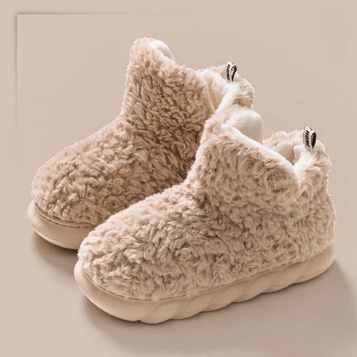 Plus Size Thick Sole Warm Slippers - Khaki - EU40-41(US7-7.5) - image 5
