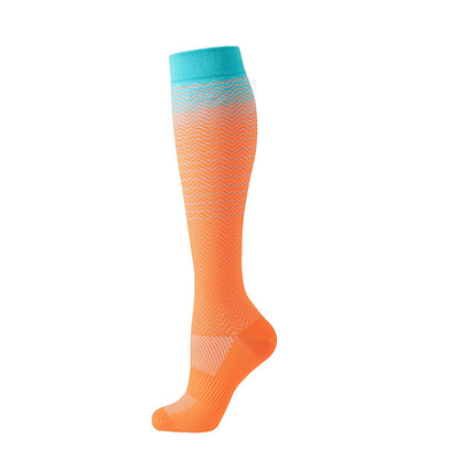 Gradient Stripes Compression Socks(6 Pairs) - Orange - S/M - image 1