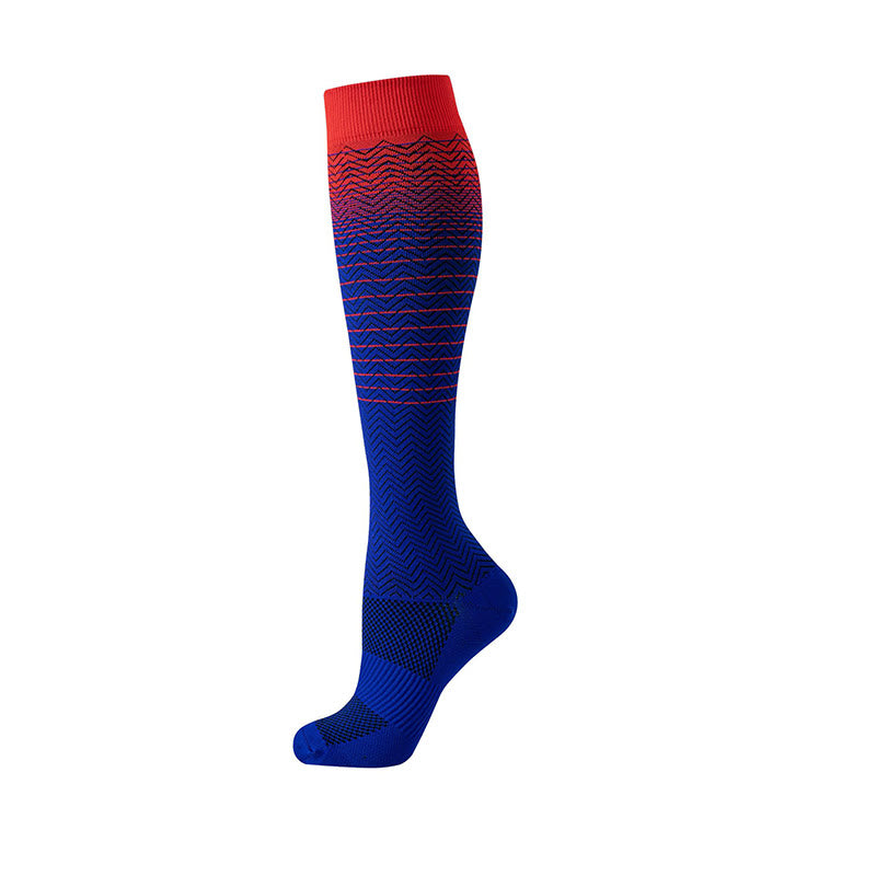 Gradient Stripes Compression Socks(6 Pairs) - Navy Blue - S/M - image 5