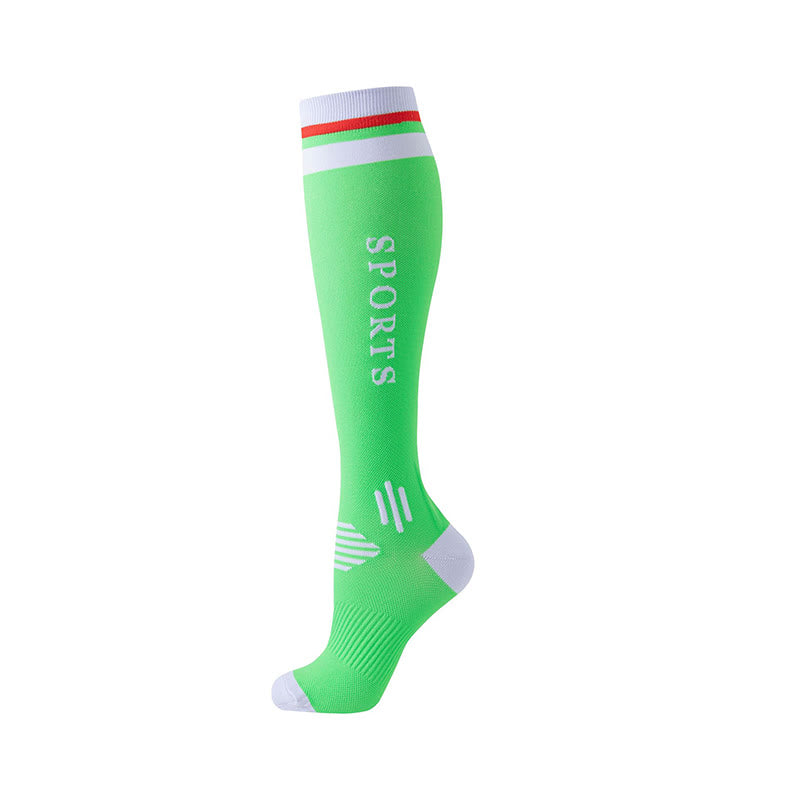 Color Matching Sport Compression Socks(6 Pairs) - Green - S/M - image 3