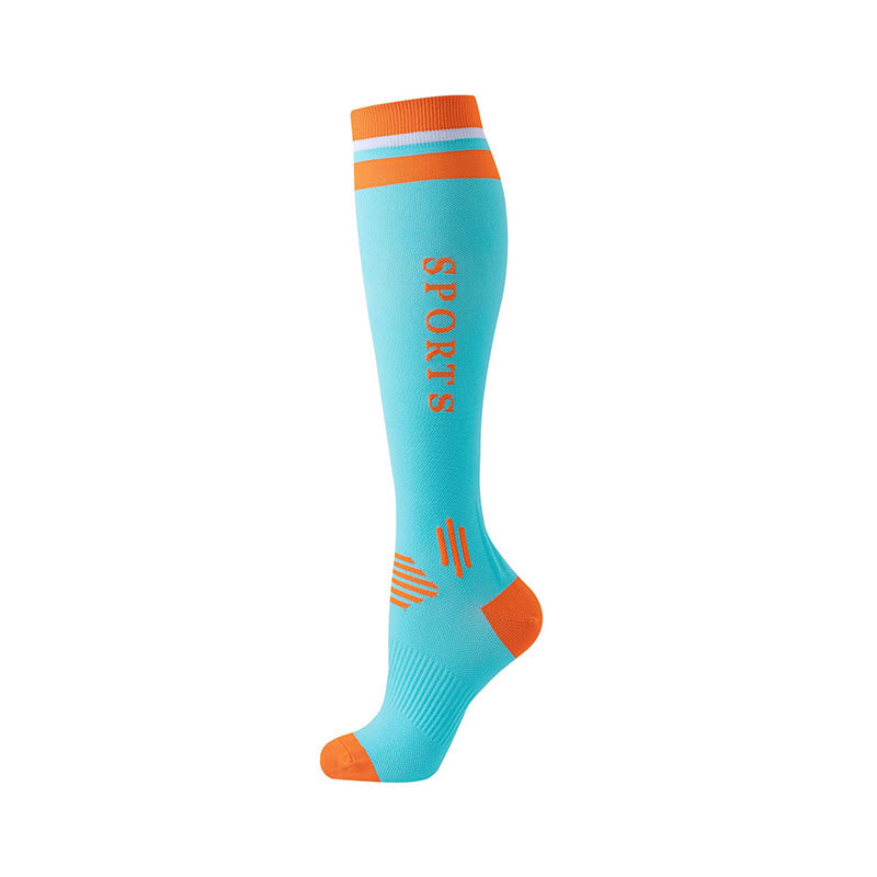 Color Matching Sport Compression Socks(6 Pairs) - Light Blue - S/M - image 4