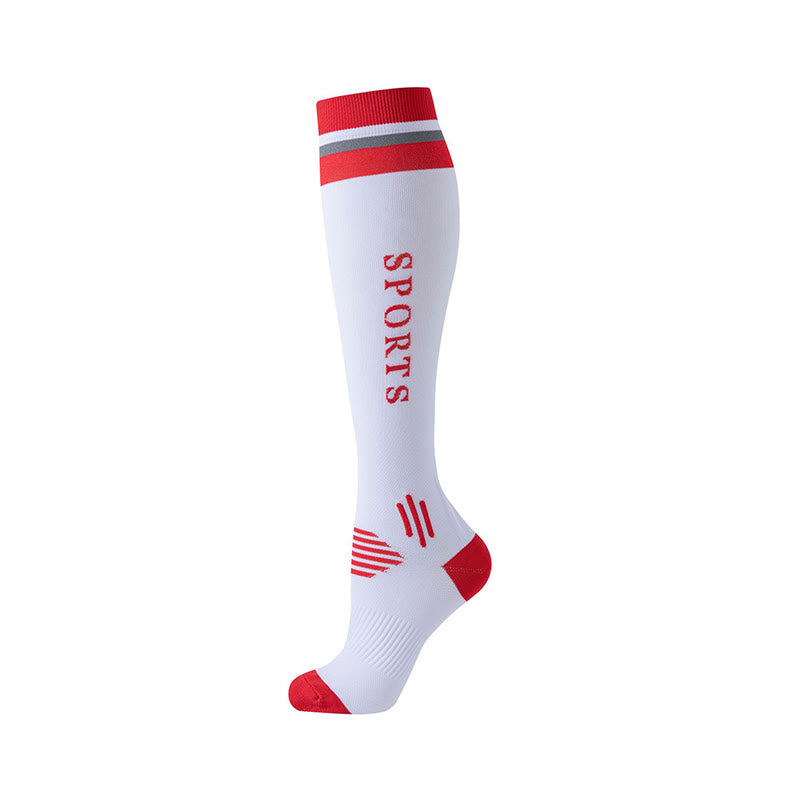 Color Matching Sport Compression Socks(6 Pairs) - White - S/M - image 2