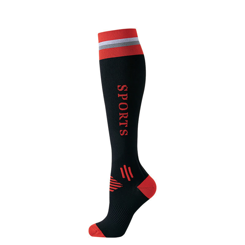 Color Matching Sport Compression Socks(6 Pairs) - Black - S/M - image 1