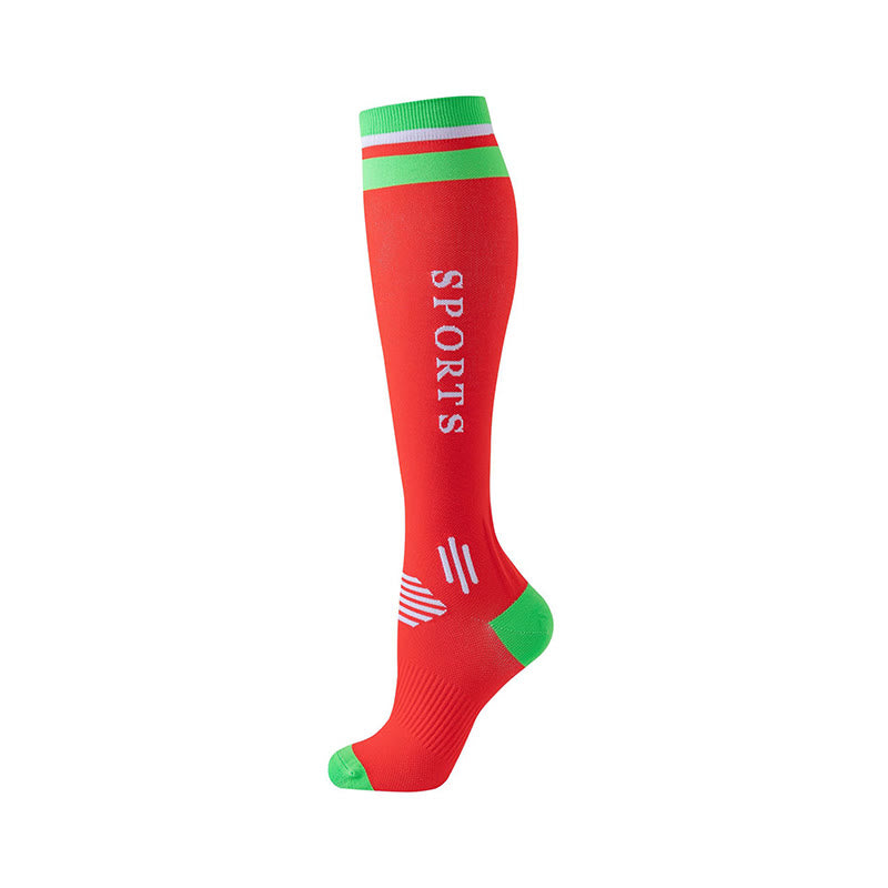 Color Matching Sport Compression Socks(6 Pairs) - Red - S/M - image 5