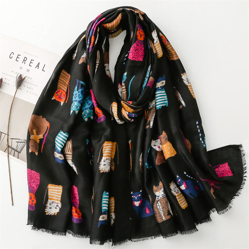 Cut Cat Warm Scarf - Black - One Size - image 2
