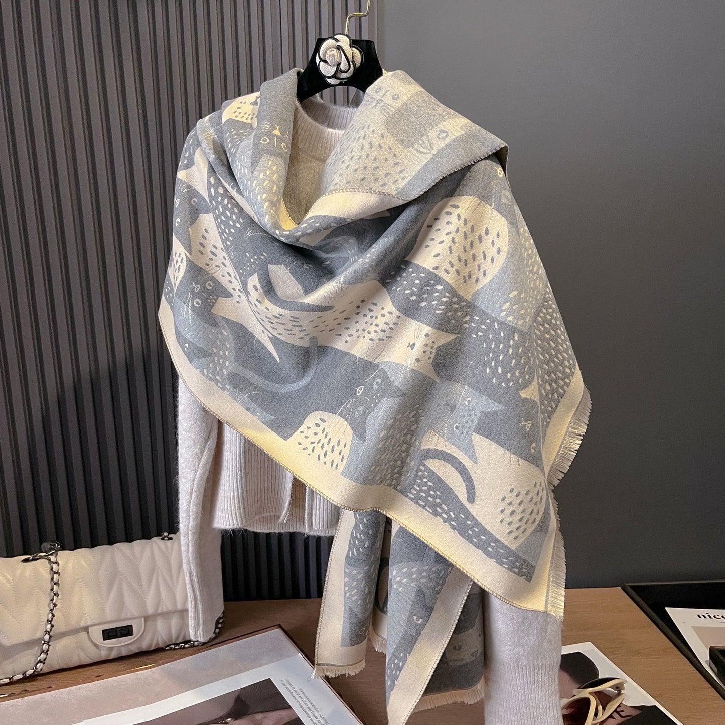 Sweet Cat Jacquard Blanket Scarf - image 6