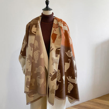 Cute Color Matching Thickening Blanket Scarf - image 3