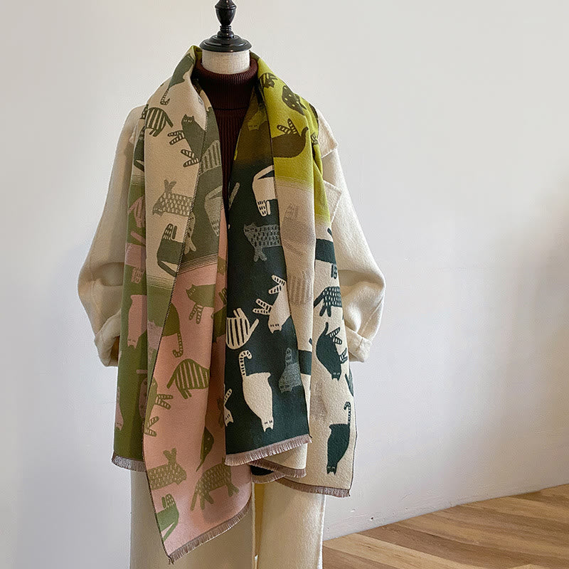 Cute Color Matching Thickening Blanket Scarf - image 4