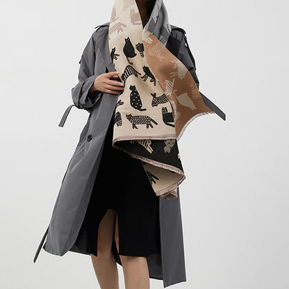 Cute Color Matching Thickening Blanket Scarf - image 1