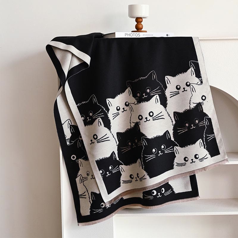 Warm Lovely Winter Blanket Scarf - Black - One Size - image 14