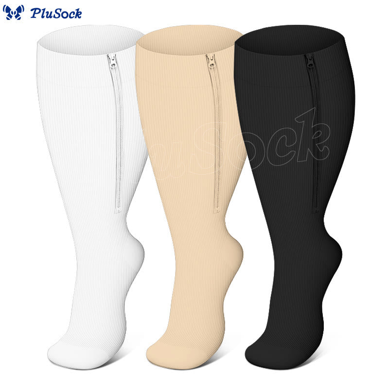 Plus Size Classic Zipper Compression Socks 2XL-7XL(3 Pairs) - image 1