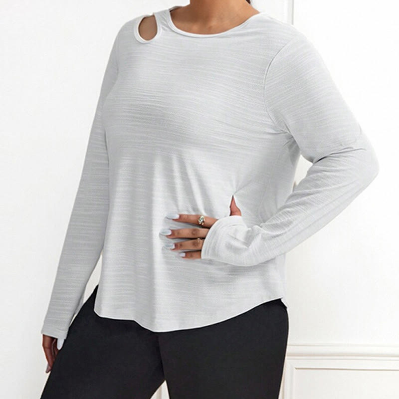 Plus Size Loose Long Sleeve Sports Shirt - image 1