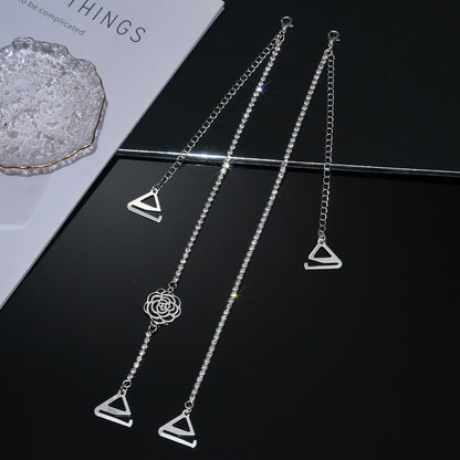 Sexy Rhinestone Shoulder Strap Chain (3 Pairs) - Silver Rose - 0.8''Hook - image 3
