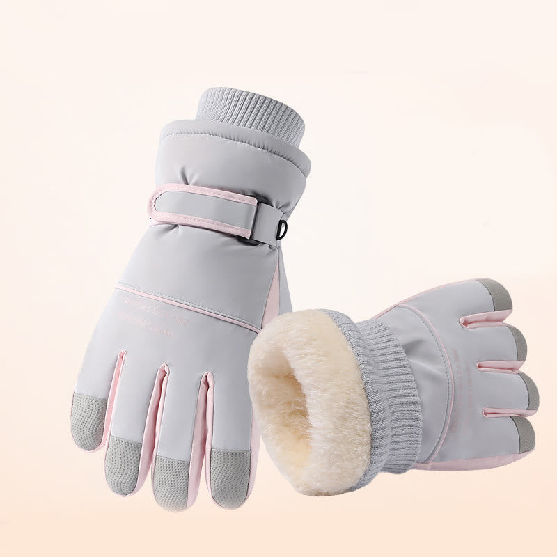 Waterproof Touchscreen Ski Gloves - Grey - One Size - image 9