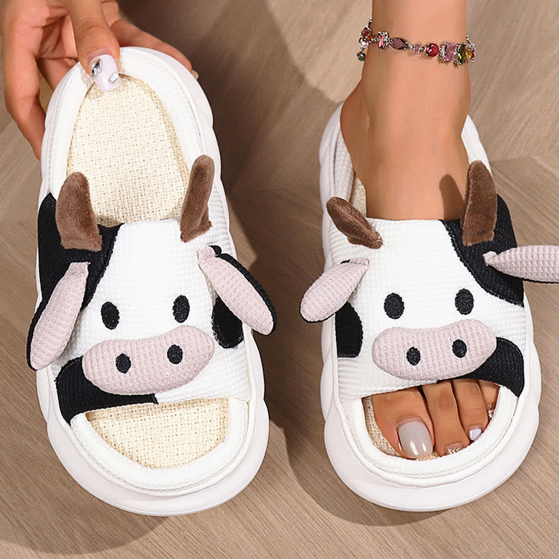 Plus Size Funny Patchwork Cow Slippers - image 6