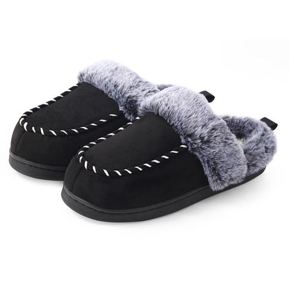 Plus Size Warm Lined Soft Floor Slippers - Black - EU46-47(US12-12.5) - image 7
