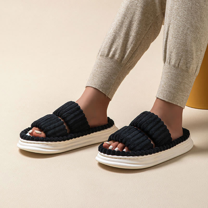 Plus Size Comfortable Pleated Slippers - Black - EU43-44(US9-10) - image 4