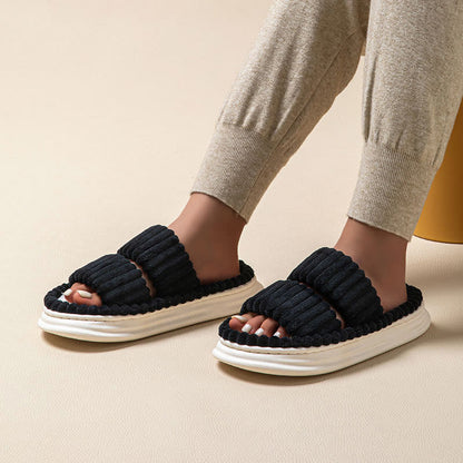 Plus Size Comfortable Pleated Slippers - Black - EU43-44(US9-10) - image 4