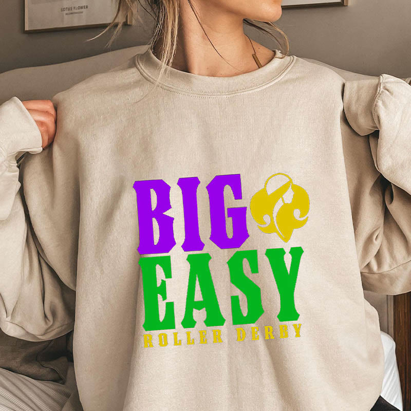 Plus Size Big Easy Roller Derby Sweatshirt - Khaki - 3XL - image 0