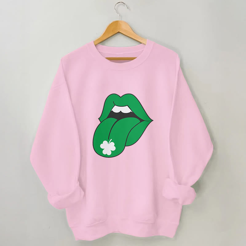 Plus Size Green Lips Sweatshirt - Pink - 3XL - image 4