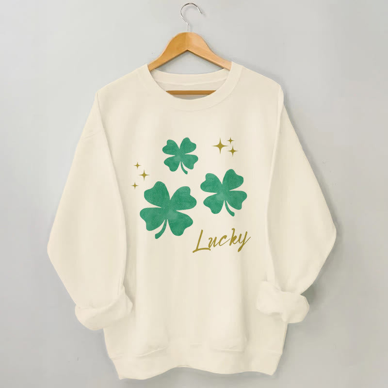 Plus Size Four Leaf Clover Sweatshirt - Apricot - 3XL - image 0