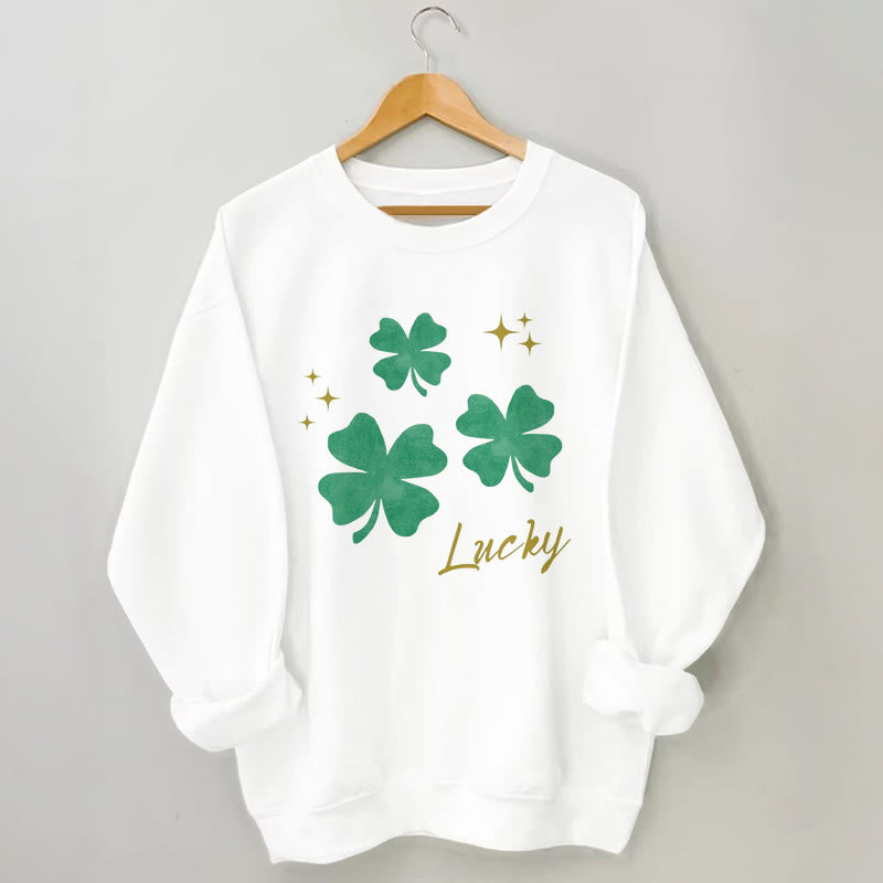 Plus Size Four Leaf Clover Sweatshirt - White - 3XL - image 3