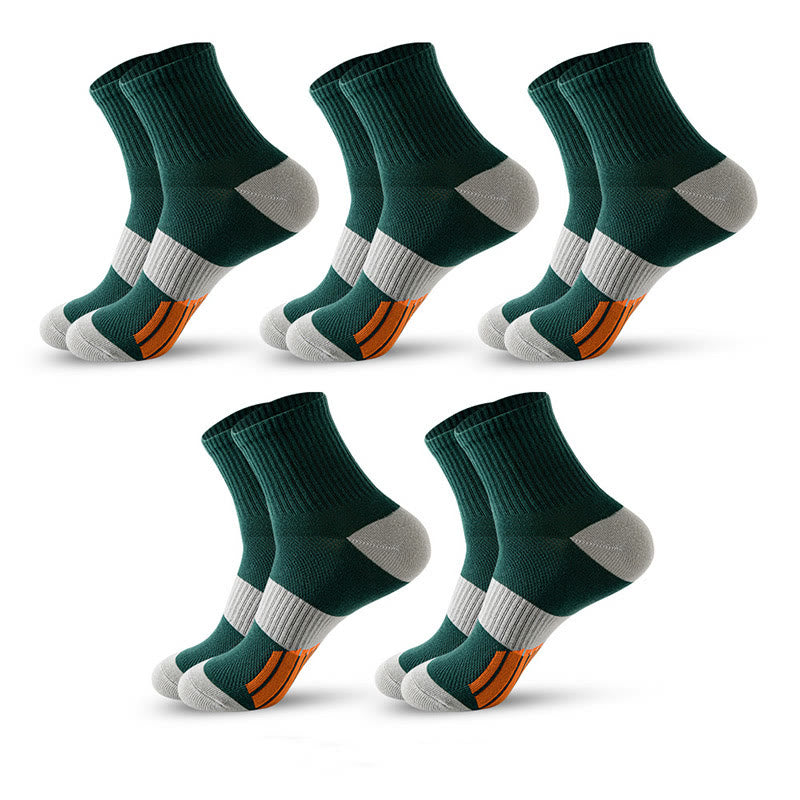 Plus Size Colorblock Basketball Quarter Compression Socks(5 Pairs) - Green - EU39-45(US6-11) - image 11