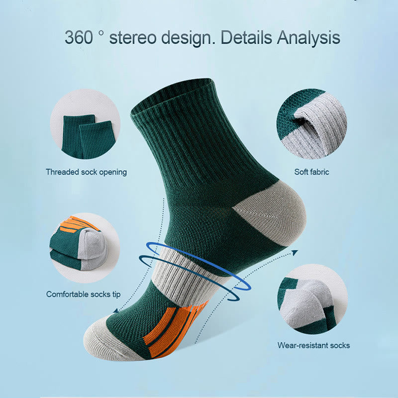 Plus Size Colorblock Basketball Quarter Compression Socks(5 Pairs) - image 6