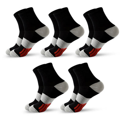 Plus Size Colorblock Basketball Quarter Compression Socks(5 Pairs) - Black - EU39-45(US6-11) - image 12