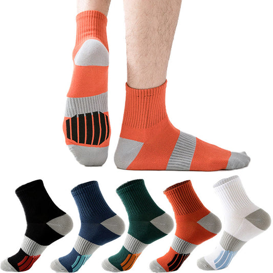 Plus Size Colorblock Basketball Quarter Compression Socks(5 Pairs) - Multicolor - EU39-45(US6-11) - image 0