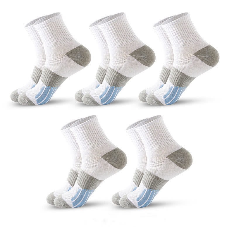 Plus Size Colorblock Basketball Quarter Compression Socks(5 Pairs) - White - EU39-45(US6-11) - image 13