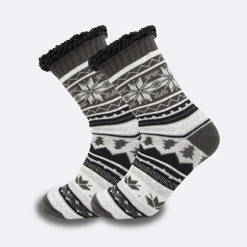 Plus Size Grid Rhombus Slipper Socks(2 Pairs) - White - EU39-44(US6-10) - image 4