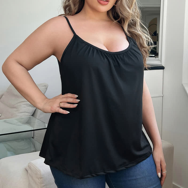 Loose Padded Wireless Cup Camisole - Black - 6XL - image 4