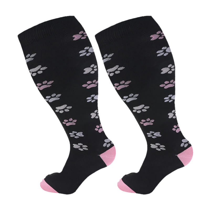 Plus Size Dog Footprints Pineapple Compression Socks 2XL-7XL(3 Pairs) - Dog Footprints - 7XL - image 9