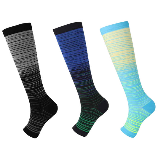 Plus Size Open Toe Line Compression Socks(3 Pairs) - Multicolor - EU43-46(US9-12) - image 0