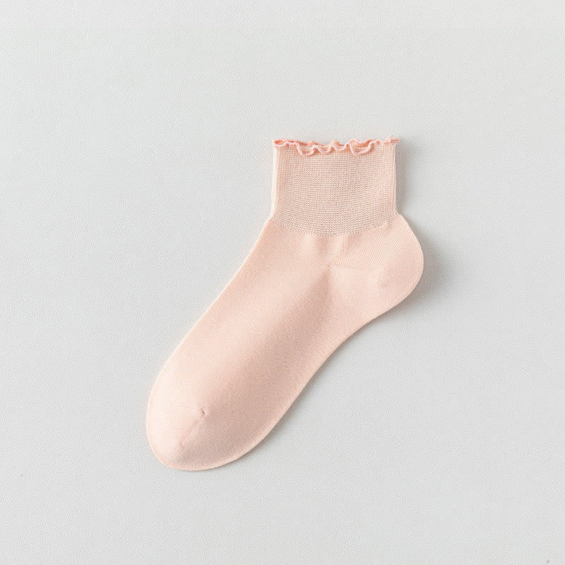 Laciness Solid Color Ankle Socks(10 Pairs) - Pink - EU36-40(US3-7) - image 14