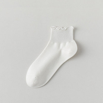 Laciness Solid Color Ankle Socks(10 Pairs) - White - EU36-40(US3-7) - image 10
