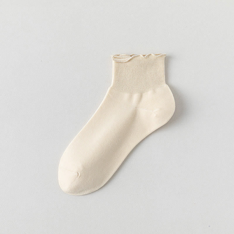 Laciness Solid Color Ankle Socks(10 Pairs) - Nude - EU36-40(US3-7) - image 12