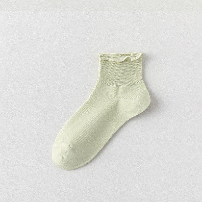 Laciness Solid Color Ankle Socks(10 Pairs) - Light Green - EU36-40(US3-7) - image 17