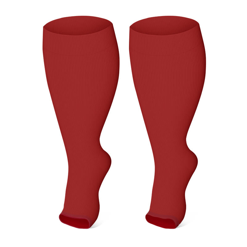 Plus Size Polka Dots Open Toe Compression Socks(3 Pairs) - image 7